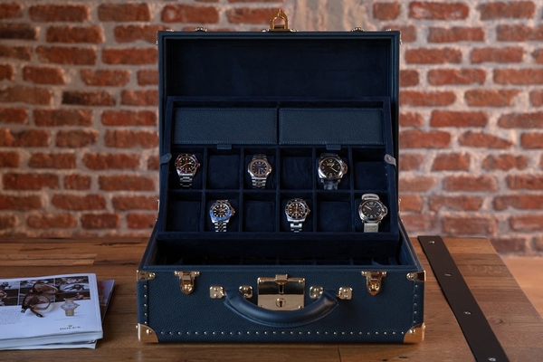 Hộp đựng đồng hồ Bosphorus Leather TOGO DARK BLUE 30 Ngăn