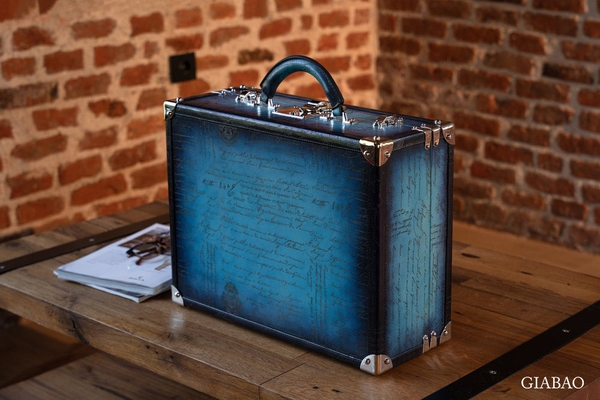 Hộp đựng đồng hồ Bosphorus Leather PARCHMENT PATINA SKY BLUE 30 Ngăn