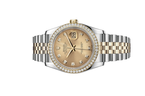 Đồng Hồ Rolex Datejust 36 116243 Mặt Số Vàng Champagne Nạm Kim Cương