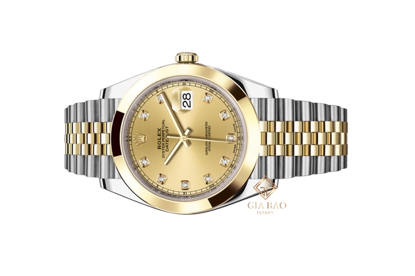 Đồng Hồ Rolex Datejust 41 126303 Mặt Số Vàng Champagne Nạm Kim Cương