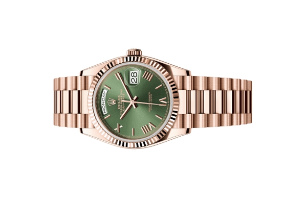 Đồng Hồ Rolex Day-Date 36 128235 Mặt Số Xanh Olive Cọc Số La Mã