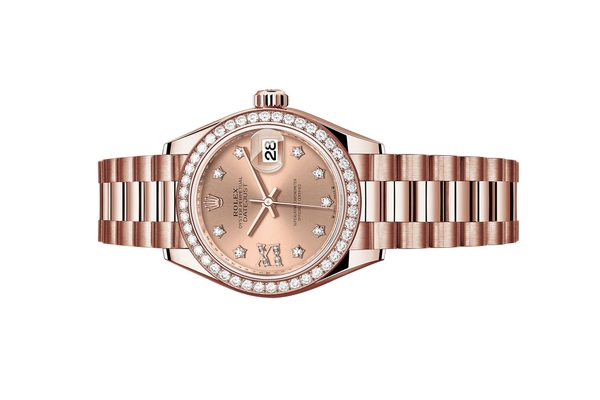 Đồng Hồ Rolex Lady-Datejust 279135RBR Mặt Số Hồng Cọc Số Sao Dây Đeo President