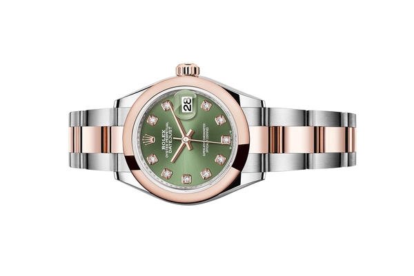 Đồng Hồ Rolex Lady-Datejust 279161 Mặt Số Xanh Oliu Cọc Số Nạm Kim Cương Dây Đeo Oyster