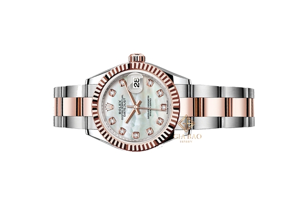 Đồng Hồ Rolex Lady Datejust 279171 Mặt Số Vỏ Trai Trắng Cọc Số Nạm Kim Cương Dây Đeo Oyster