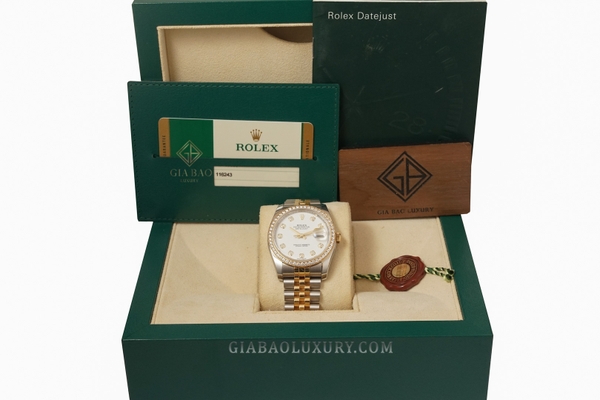 Đồng Hồ Rolex Datejust 36 116243 Mặt Số Trắng Cọc Số Kim Cương