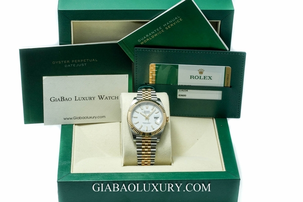 Đồng Hồ Rolex Datejust 41 126333 Mặt Số Trắng Cọc Dạ Quang