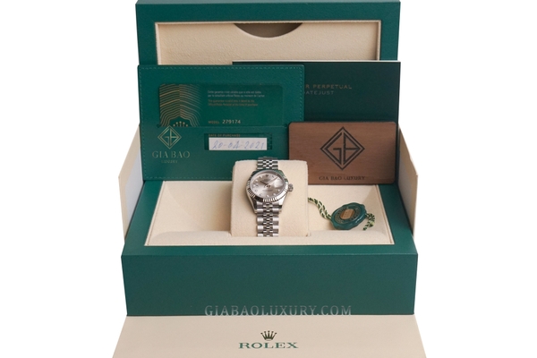 Đồng Hồ Rolex Lady Datejust 279174 Mặt Số Bạc Cọc Số Sao