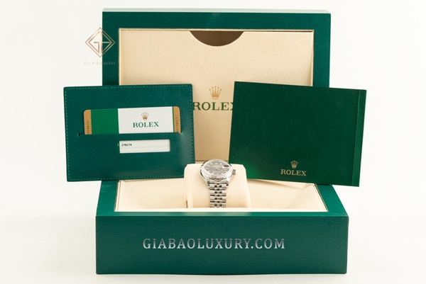 Đồng Hồ Rolex Lady-Datejust 28 279174 Mặt Số Xám Tối Cọc Số Dạ Quang