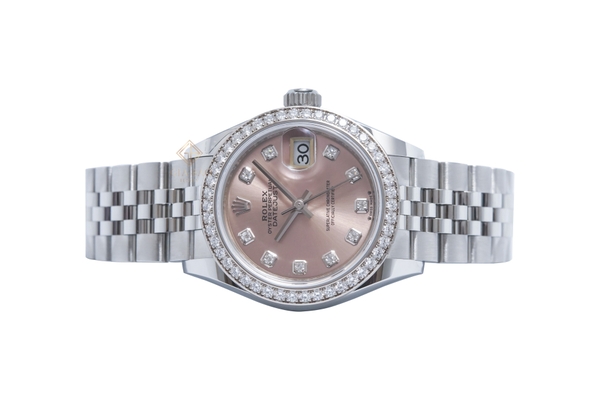 Đồng Hồ Rolex Datejust 28 279384 Mặt Số Hồng Nạm Kim Cương