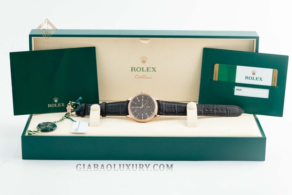 Đồng Hồ Rolex Cellini Dual Time 50525 Mặt Số Chocolate