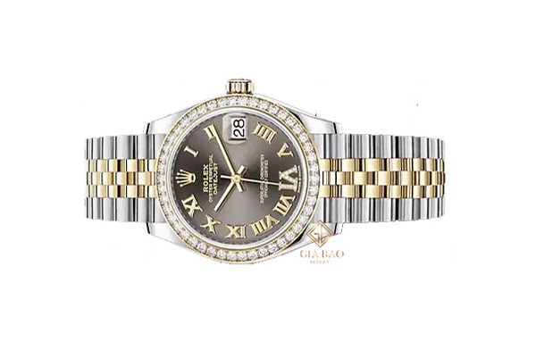 Đồng Hồ Rolex Datejust 31 278383RBR Mặt Số Xám Cọc Số La Mã Đính Kim Cương