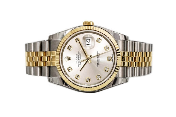 Đồng Hồ Rolex Datejust 36 116233 Mặt Số Bạc Nạm Kim Cương