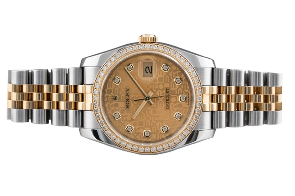 Đồng Hồ Rolex Datejust 36 116243 Mặt Số Vi Tính Vàng Champagne