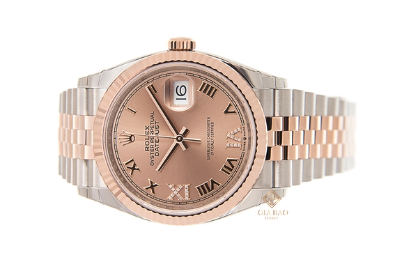 Đồng Hồ Rolex Datejust 36 126231 Mặt Số Hồng Cọc Số La Mã Nạm Kim Cương (Used)