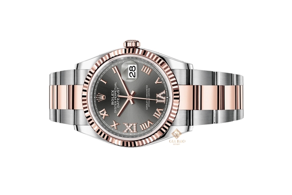 Đồng Hồ Rolex Datejust 36 126231 Mặt Số Xám Cọc Số La Mã Nạm Kim Cương Dây Đeo Oyster