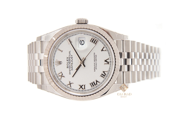 Đồng Hồ Rolex Datejust 36 126234 Mặt Số Trắng Cọc Số La Mã