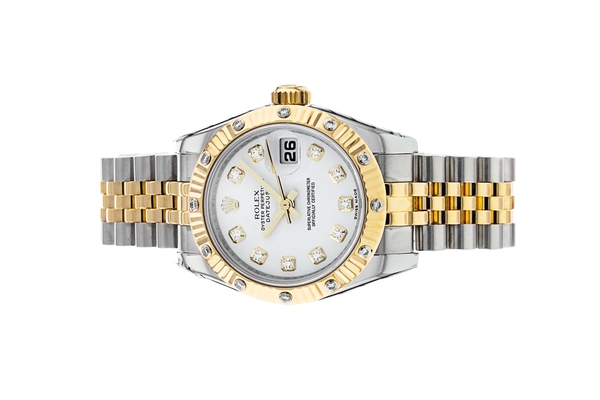 Đồng Hồ Rolex Lady-Datejust 26 179313 Mặt Số Trắng Cọc Số Kim Cương