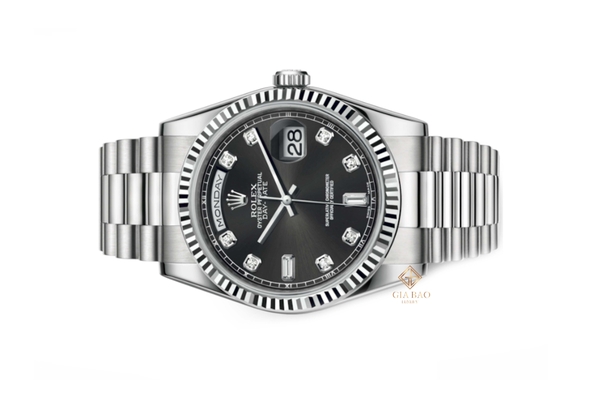 Đồng Hồ Rolex Day Date 36 118239 Mặt Số Đen Nạm Kim Cương