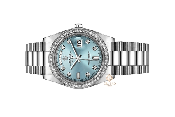 Đồng Hồ Rolex Day-Date 36 118346 Mặt Số Ice Blue Cọc Số Nạm Kim Cương