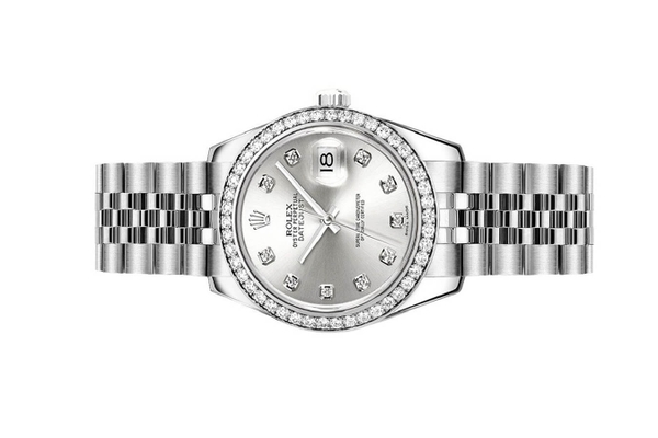 Đồng Hồ Rolex Lady-Datejust 26 179384 Mặt Số Bạc Nạm Kim Cương