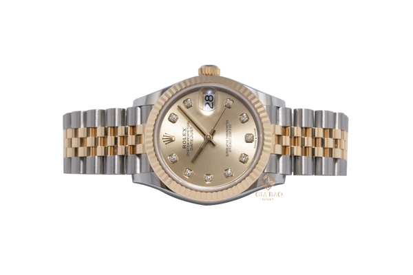 Đồng Hồ Rolex Lady Datejust 31 278273 Mặt Số Vàng Champagne Cọc Số Nạm Kim Cương