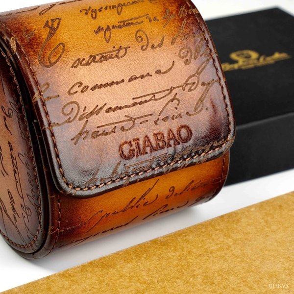 Hộp đựng đồng hồ GALATA, chất liệu da bò màu nâu vani patina, hiệu: BOSPHORUS LEATHER, kích thước 8.5cm X 10cm X 7.5cm, dùng cho 01 đồng hồ, mới 100%