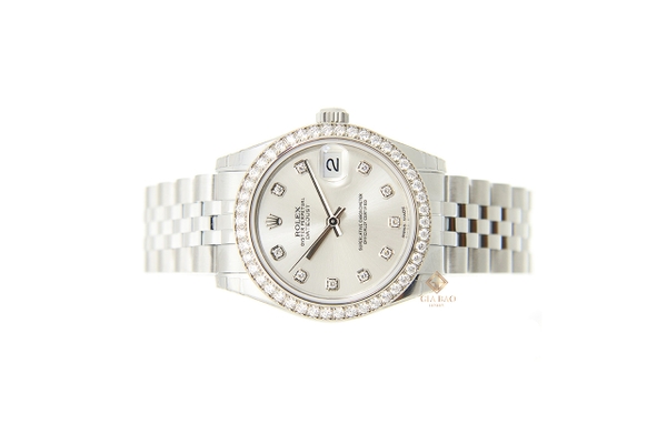 Đồng Hồ Rolex Datejust 31 178384 Mặt Số Bạc Nạm Kim Cương
