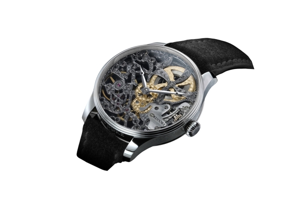 Đồng hồ đeo tay KUDOKE Black Beauty, máy lên dây cót tay, mặt số Skeleton, vỏ thép không gỉ, size 41mm, dây da tổng hợp size M, hàng mới 100%