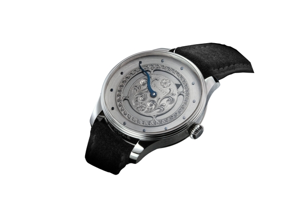 Đồng hồ đeo tay KUDOKE Mysticum, máy lên dây cót tay, mặt số chạm khắc, vỏ thép không gỉ, size 41mm, dây da tổng hợp size M, hàng mới 100%