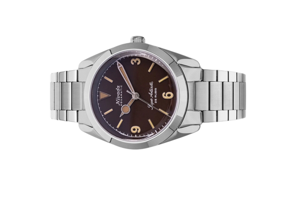 Đồng hồ đeo tay thương hiệu Nivada Grenchen, dòng sản phẩmSuper Antarctic 3.6.9, Ref num 32031A, mặt số nhiệt đới mờ, size 38mm, máy tự động, vỏ và dây đồng hồ bằng thép không gỉ 316L, mới 100%