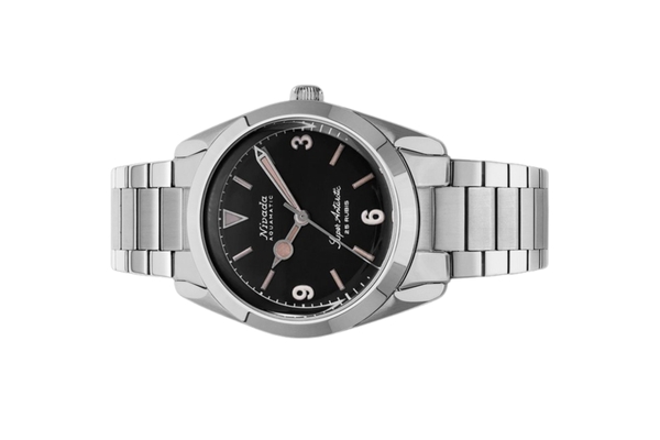 Đồng hồ đeo tay thương hiệu Nivada Grenchen, dòng sản phẩm Super Antarctic 3.6.9, Ref num 32032A, mặt số đen mờ, size 38mm, máy tự động, vỏ và dây đồng hồ bằng thép không gỉ 316L, mới 100%