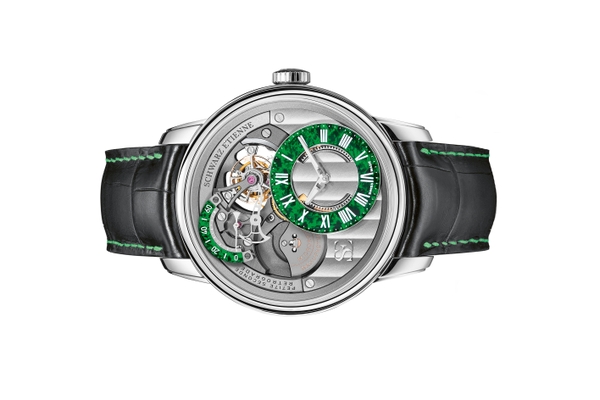 Đồng hồ đeo tay thương hiệu Schwarz Etienne, dòng sản phẩm La Chaux-de-Fonds, Ref WCF22TSE06SS01AA, mặt số bạc và đá Aventurine, size 44mm, máy tự động, vỏ đồng hồ bằng thép không gỉ, dây da, mới 100%