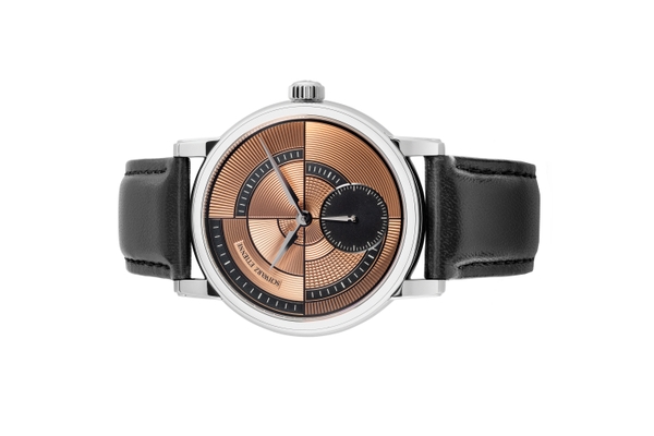 Đồng hồ đeo tay thương hiệu Schwarz Etienne, dòng sản phẩm Roma Geometry, Number no WRO23GEO08SSVEBCLTD, Mặt số nâu vàng, size 39mm, máy tự động, vỏ đồng hồ bằng thép không gỉ, dây da, mới 100%