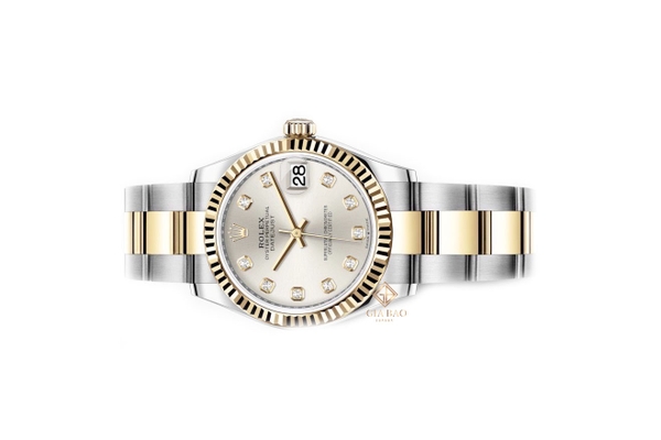 Đồng Hồ Rolex Lady Datejust 31 278273 Mặt Số Bạc Nạm Kim Cương Dây Đeo Oyster