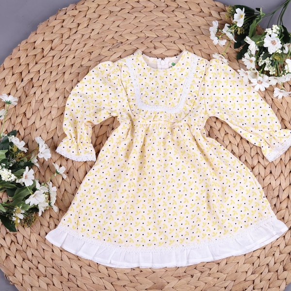 Váy nhung hoa gấu viền trắng 6/10x20