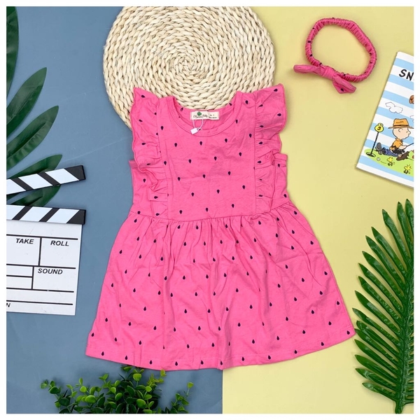 Váy kèm nơ cotton hoa văn 6/10*21