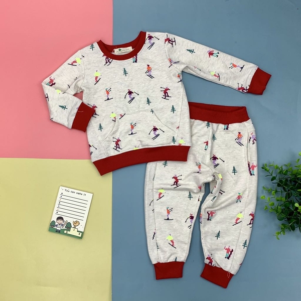 Bộ nỉ có túi hình họa tiết 6-10x20