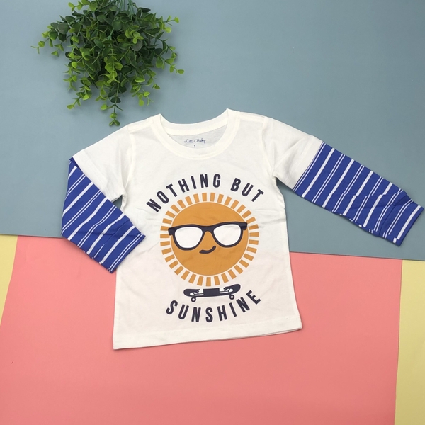 Áo cotton thu đông bé trai dài, phối tay in hình size 6-10T.X20