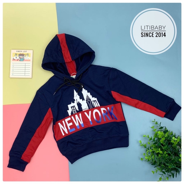 Áo nỉ da cá có mũ New York sz10-16 x20