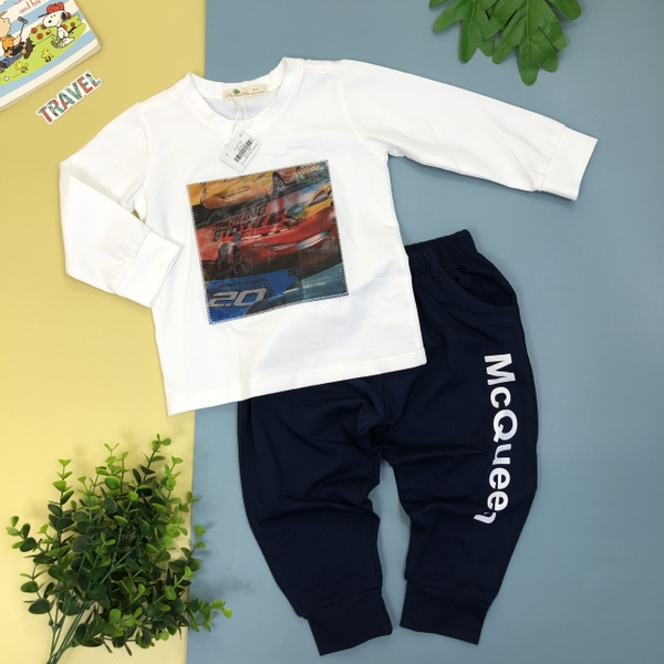 Bộ cotton thu đông ô tô đua 3D dài tay bé trai size 1-8T.X20