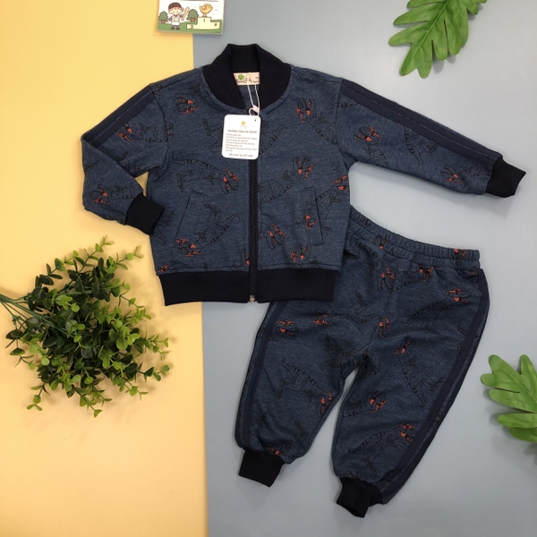Bộ nỉ da cá thu đông họa tiết bé gái, bé trai size 1-5T.X20