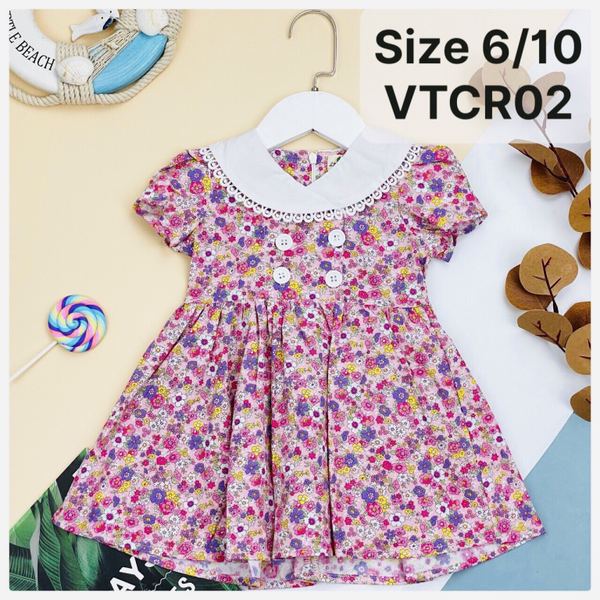Váy thô hoa hàn quốc cổ trắng ren 6/10 DY197