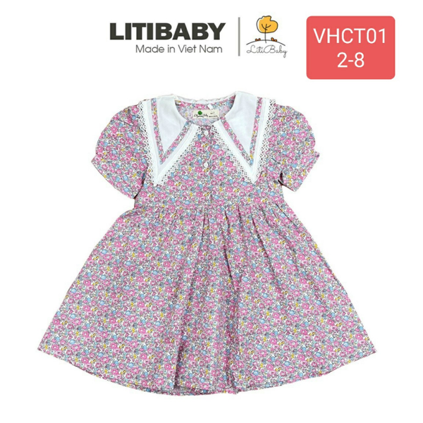 VHCT Váy hoa cổ trắng viền ren 2/8 (Ri7)PH301