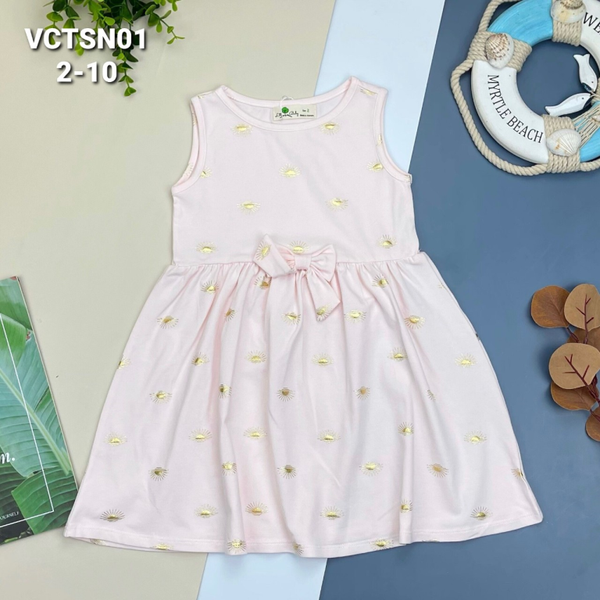 VCTSN Váy cotton 4 chiều 2/10 (Ri5) sát nách nơ giữa PH382