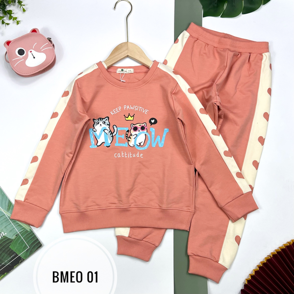 BMEO Bộ nỉ da cá BG mèo con 9/14 (Ri6) cam hồng
