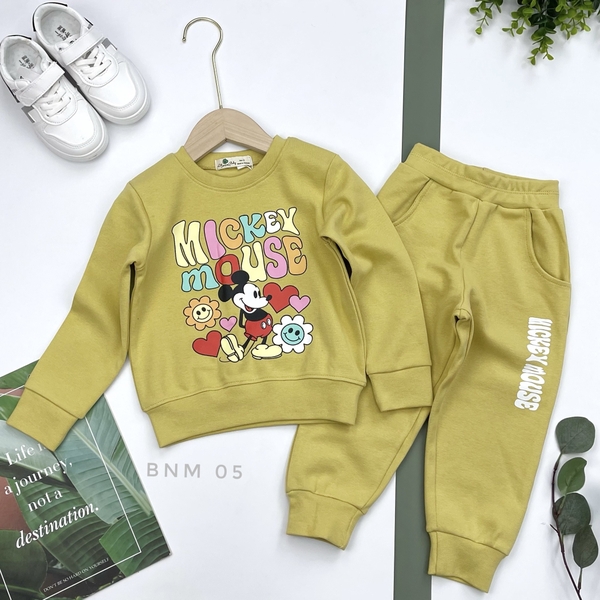 BNBO Bộ nỉ bogen BT, BG hình Mickey, ô tô, siêu nhân 2/8 (Ri7)