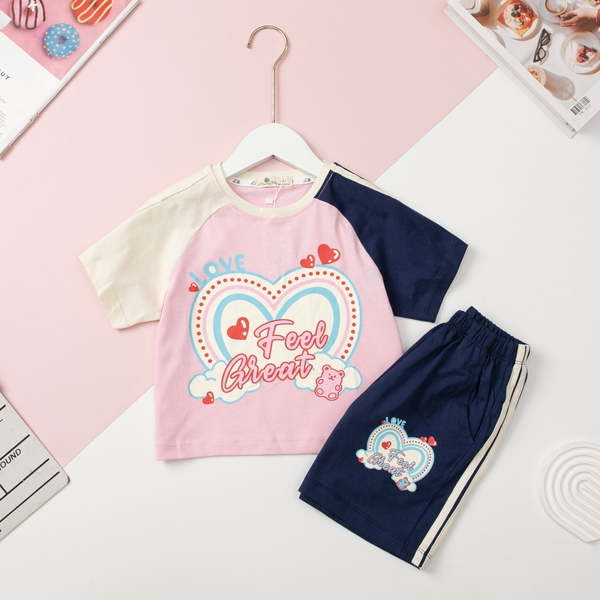 H449 Bộ cotton BG chạy phối tay sọc 10/16 (Ri4)