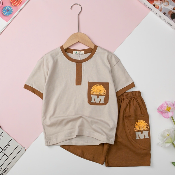 H507 Bộ cotton BT ngắn tay giả túi ngực 4/12 (Ri5)