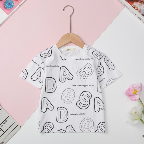 H504 Áo cotton BT ngắn tay in chữ 8/12 (Ri5)