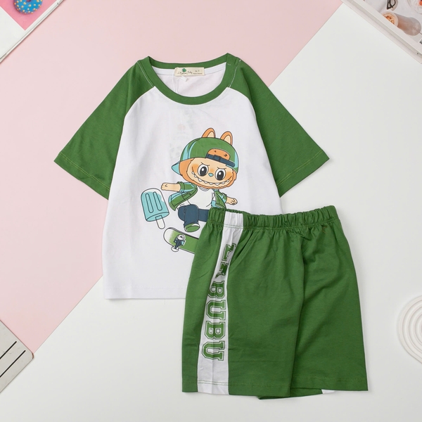 H508 Bộ BT cotton ngắn tay, tay phối, giáp lăng 2/10 (Ri5)